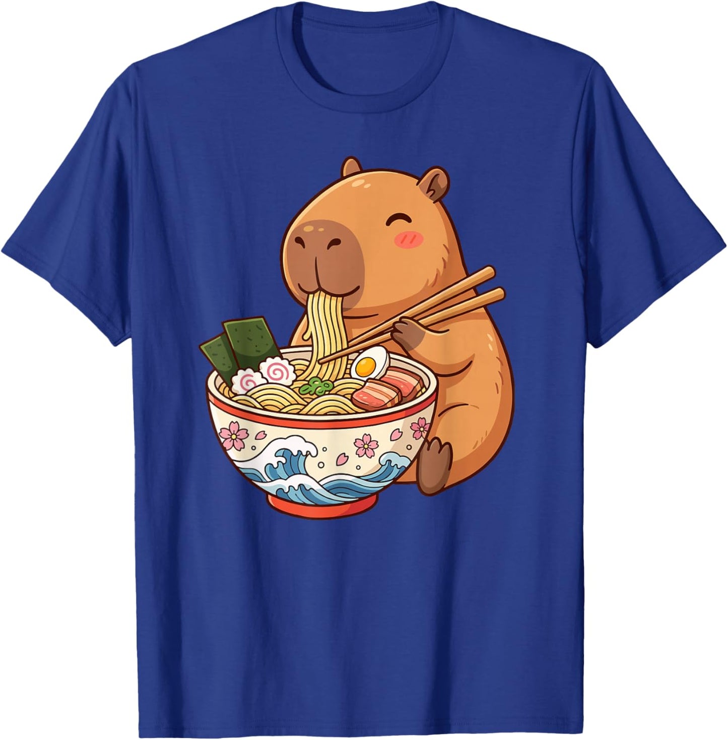 Adorable Capybara Eating Ramen Kawaii Design for Kids T-Shirt - T-Shirt | Royal