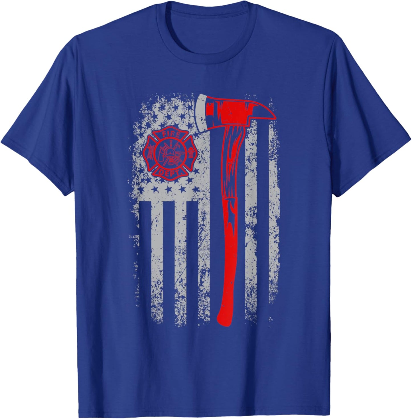 American Flag Firefighter For Fireman Patriotic Fire Fighter T-Shirt - T-Shirt | Royal