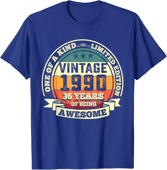 36th Birthday Gift 36 Years of Being Awesome 36 Years Old T-Shirt - T-Shirt | Royal