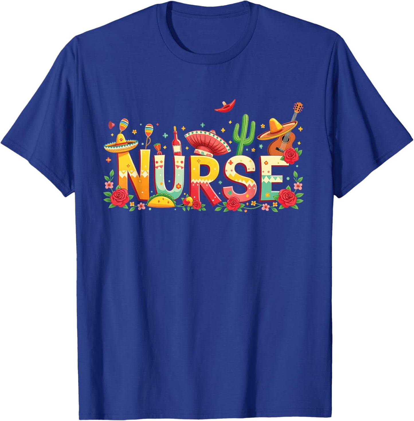 Cinco De Mayo Fiesta Mexican Party Nurse Women Scrub Top T-Shirt - T-Shirt | Royal