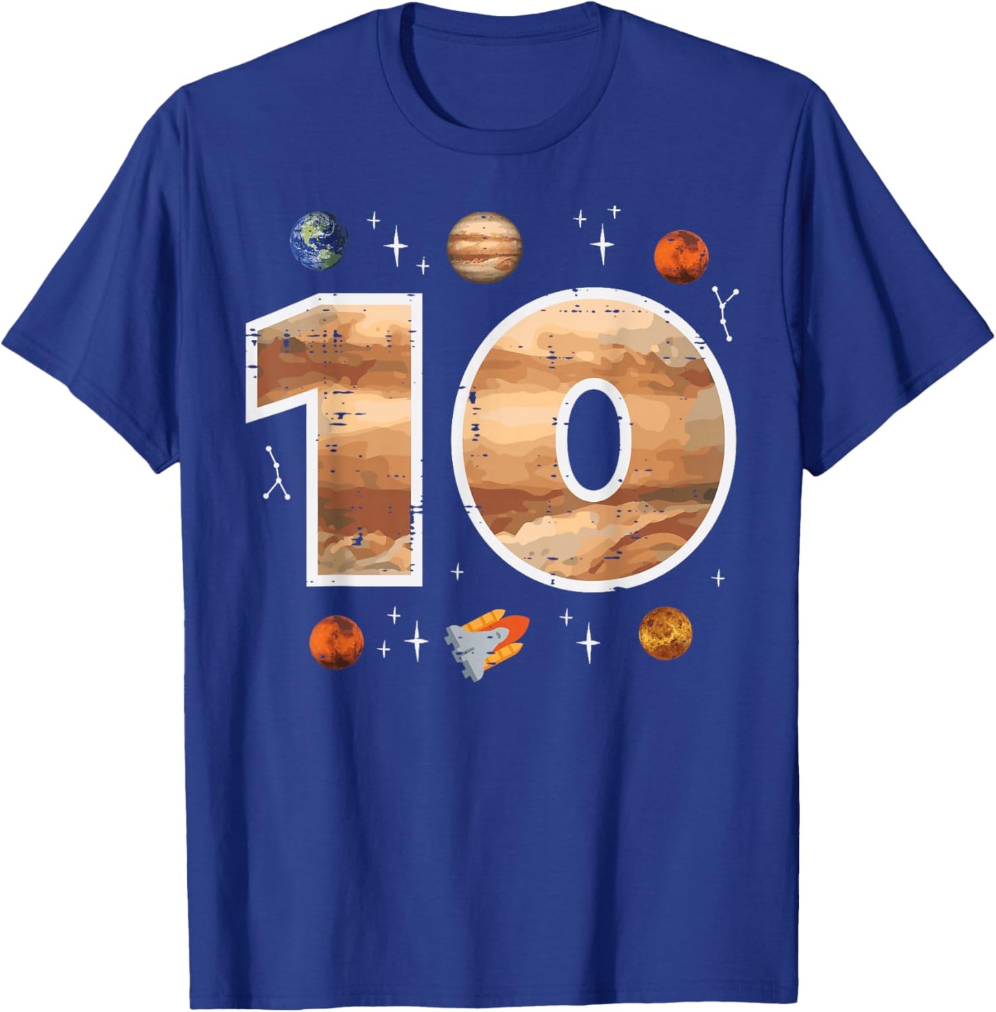 10th Birthday Planets Astronaut 10 Years Old Bday Space Boys T-Shirt - T-Shirt | Royal