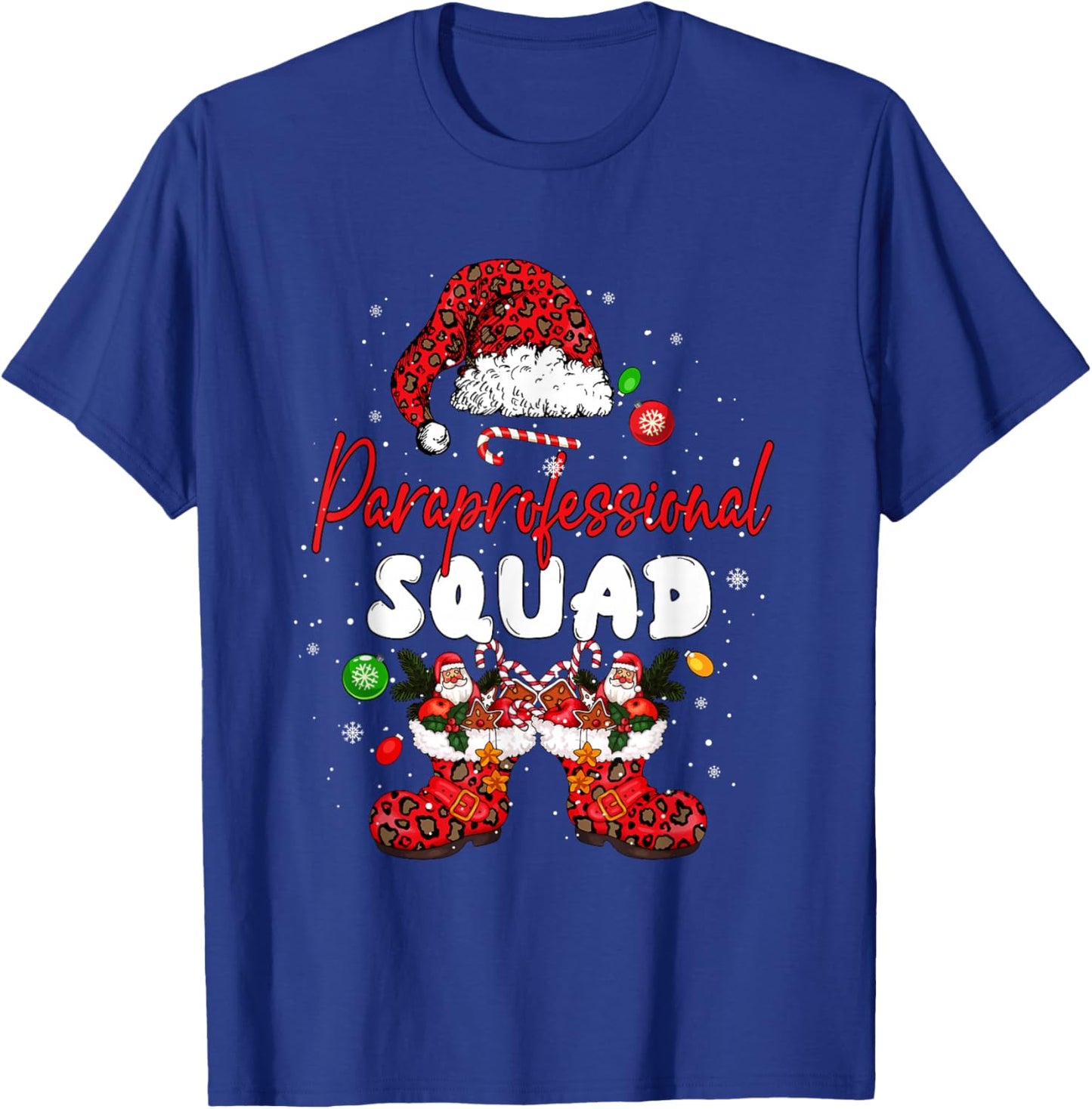 Paraprofessional Squad Leopard Santa Christmas Job Team T-Shirt - T-Shirt | Royal