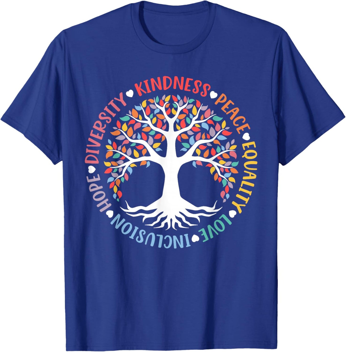 World Peace Supporter Retro Women Men Apparel Kindness Peace Equality Love Inclusion Hope Diversity Retro T-Shirt - T-Shirt | Royal