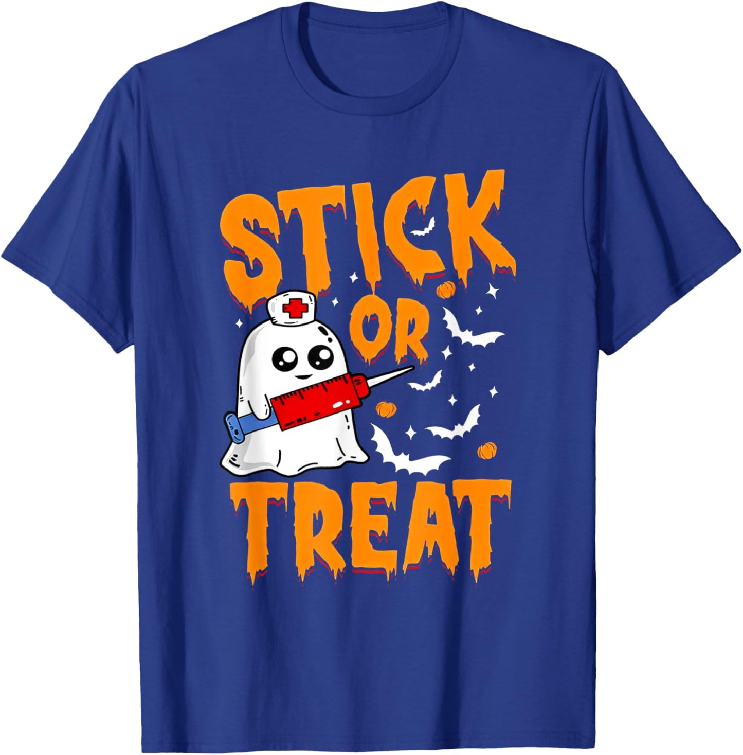 Stick or Treat Nurse Funny Halloween T-Shirt - T-Shirt | Royal
