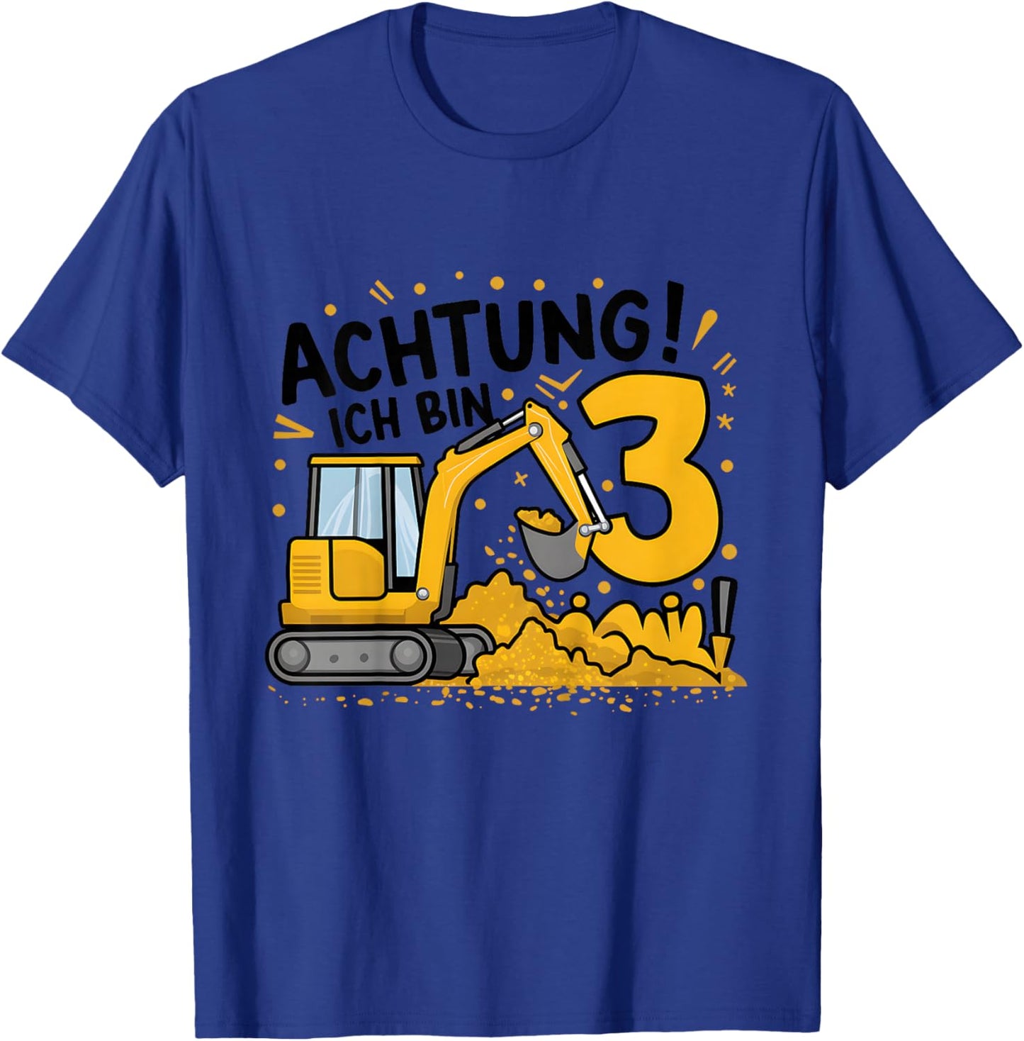 3. Geburtstag Junge 3 Jahre Bagger Baustelle T-Shirt - T-Shirt | Royal