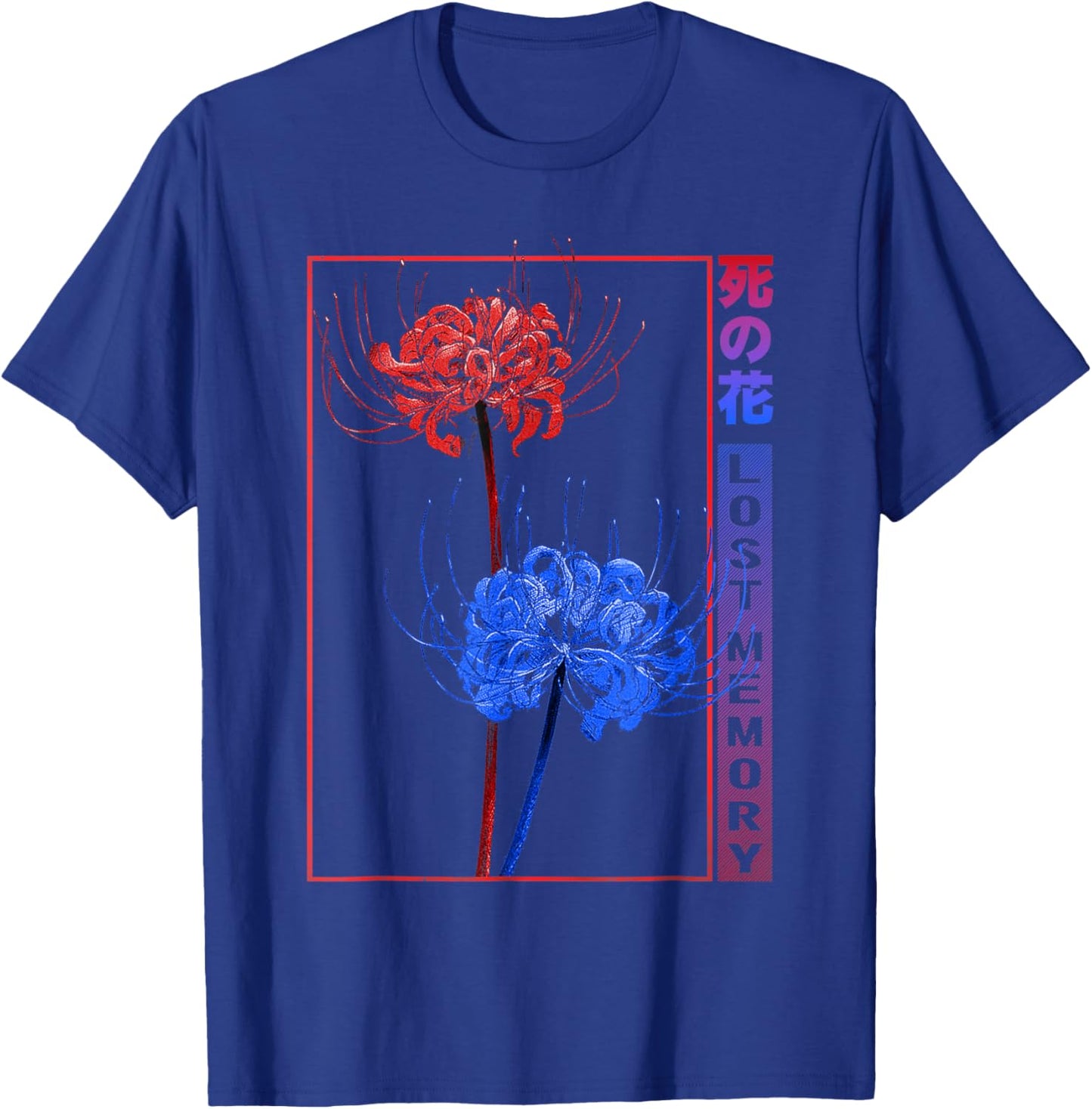 Japanese Red Blue Spider Lily Soft Grunge Aesthetic Flower T-Shirt - T-Shirt | Royal