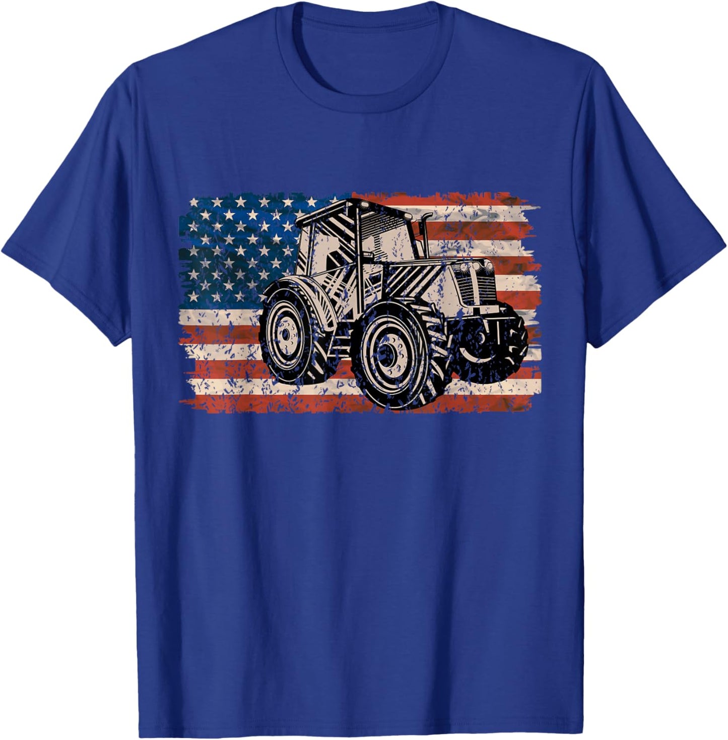 Farmer Farm Tractor American Flag Patriotic Farming T-Shirt - T-Shirt | Royal