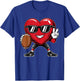 Valentine's Day Heart Playing Football Boys Girls Kids T-Shirt - T-Shirt | Royal