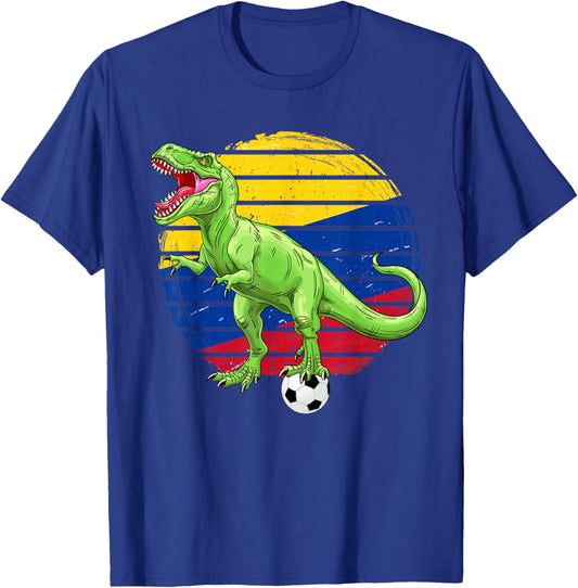 Soccer Dinosaur Trex Colombia Flag Boys Girls Toddler T-Shirt - T-Shirt | Royal