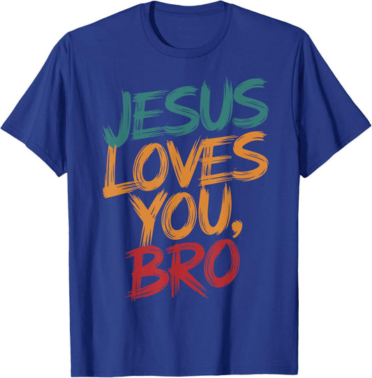 Funny Christian Boy Jesus Loves You Bro Christ King Saves Me T-Shirt - T-Shirt | Royal