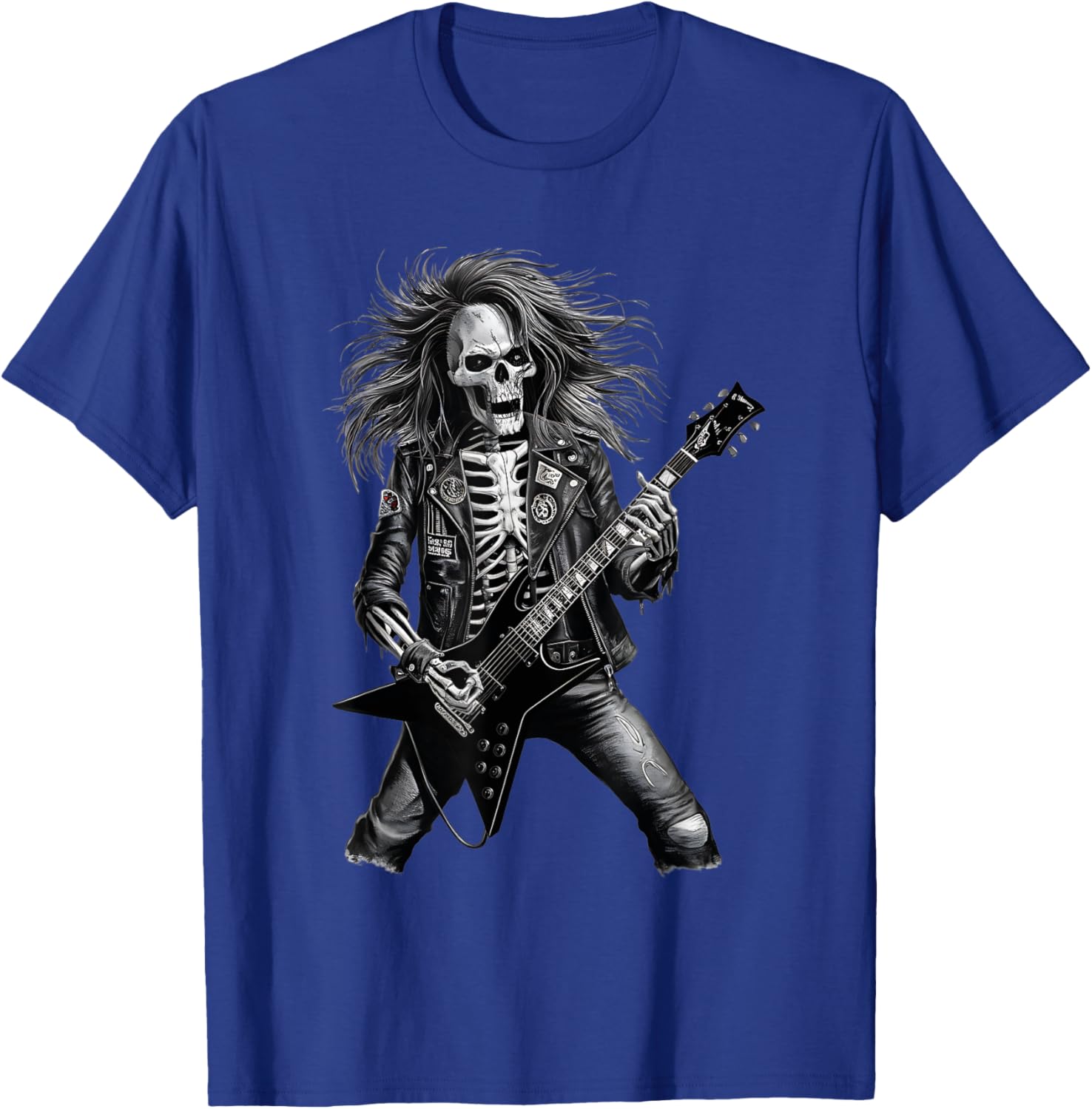 Skeleton Rocker With Guitar Men Skeleton Playing Guitar T-Shirt - T-Shirt | Royal