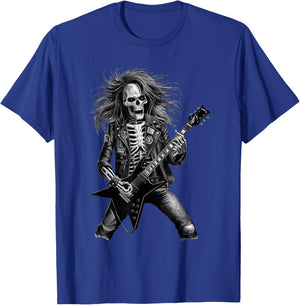 Skeleton Rocker With Guitar Men Skeleton Playing Guitar T-Shirt - T-Shirt | Royal