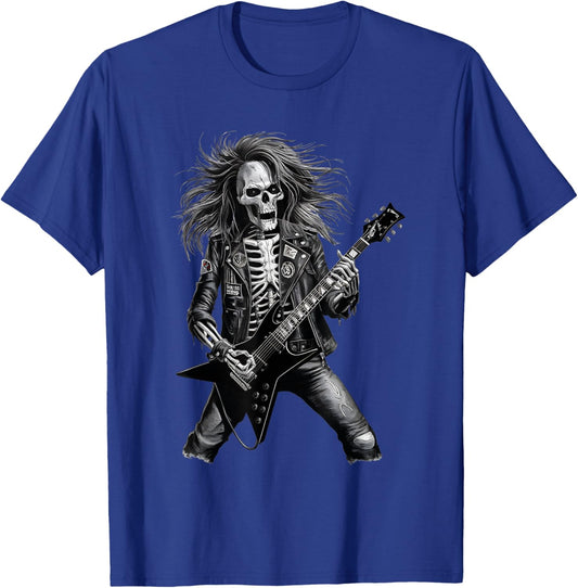 Skeleton Rocker With Guitar Men Skeleton Playing Guitar T-Shirt - T-Shirt | Royal