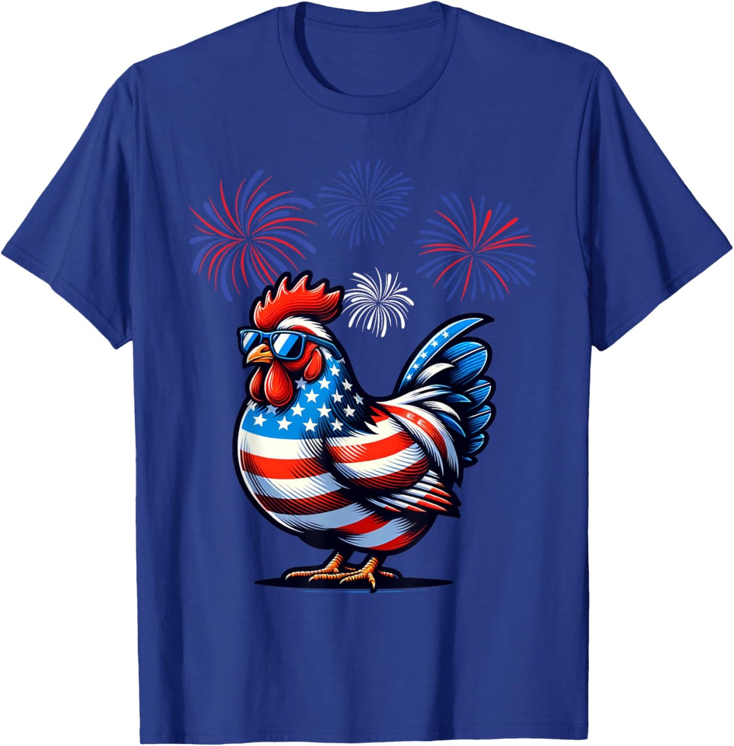 Red White Blue Chicken Farm Animal Patriotic 4th Of July T-Shirt - T-Shirt | Royal