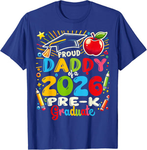 Proud Daddy of 2026 Pre-K Graduate Fathers Day Graduation T-Shirt - T-Shirt | Royal