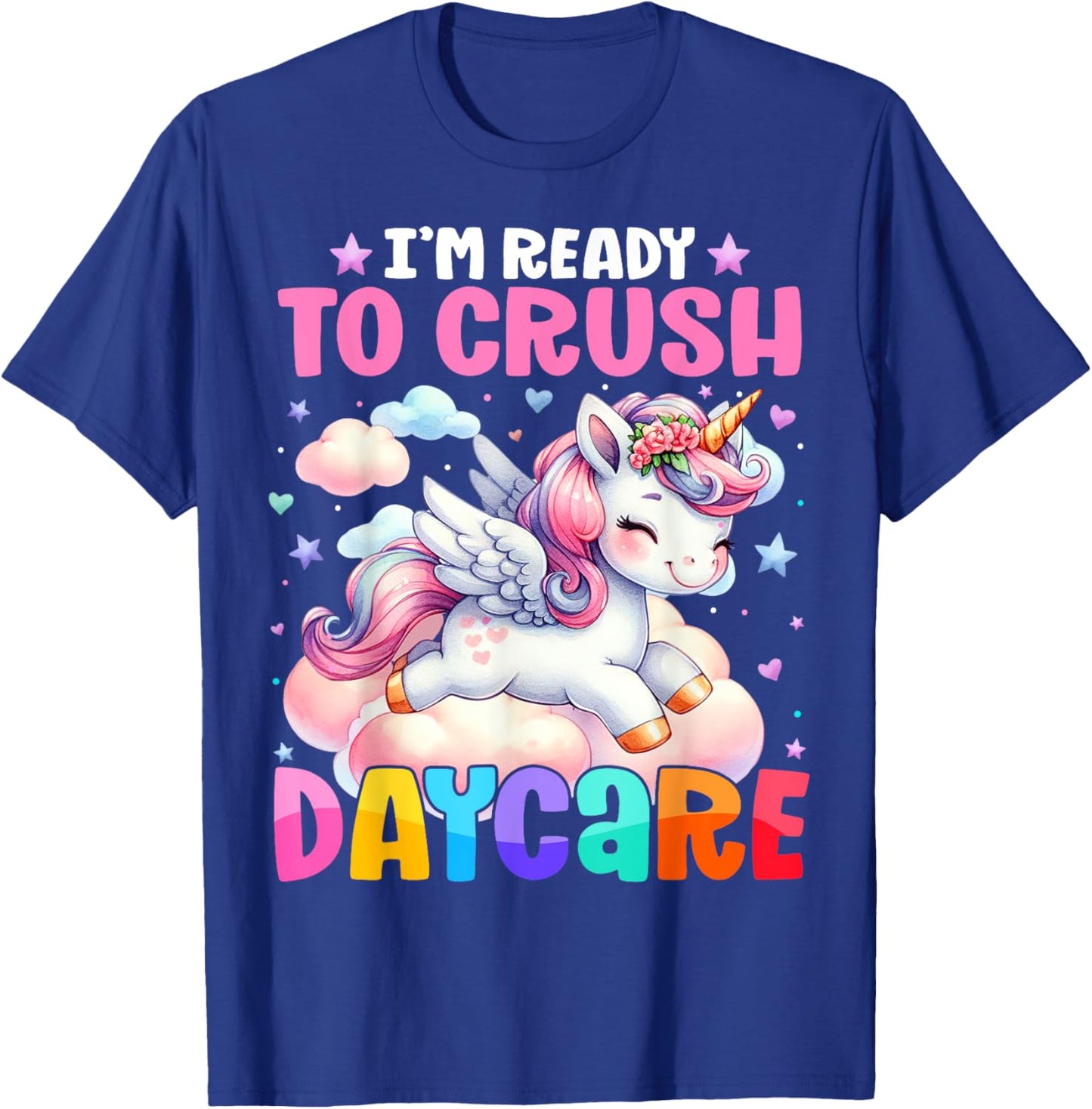 Kids Ready To Crush Daycare Unicorn Lover Back to School T-Shirt - T-Shirt | Royal