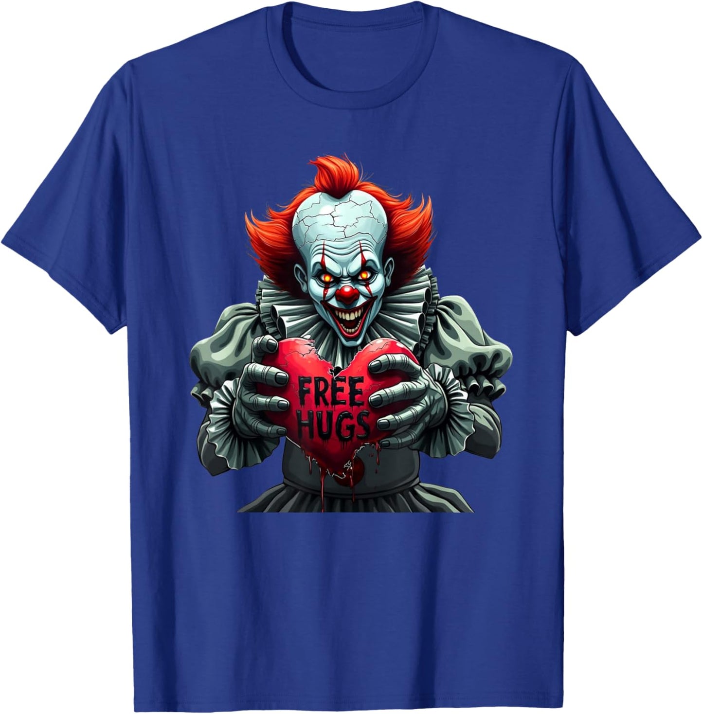 Funny Horror Clown - Free Hugs Gothic Halloween Vibes T-Shirt - T-Shirt | Royal