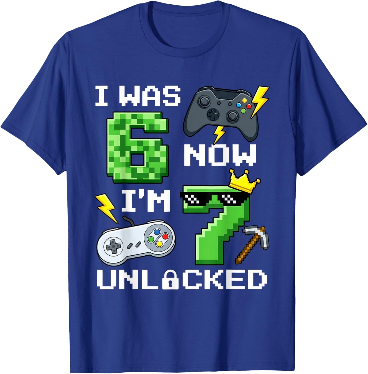I was 6 Now I'm 7 Unlocked 7th Birthday 6 7 Birthday Boys T-Shirt - T-Shirt | Royal