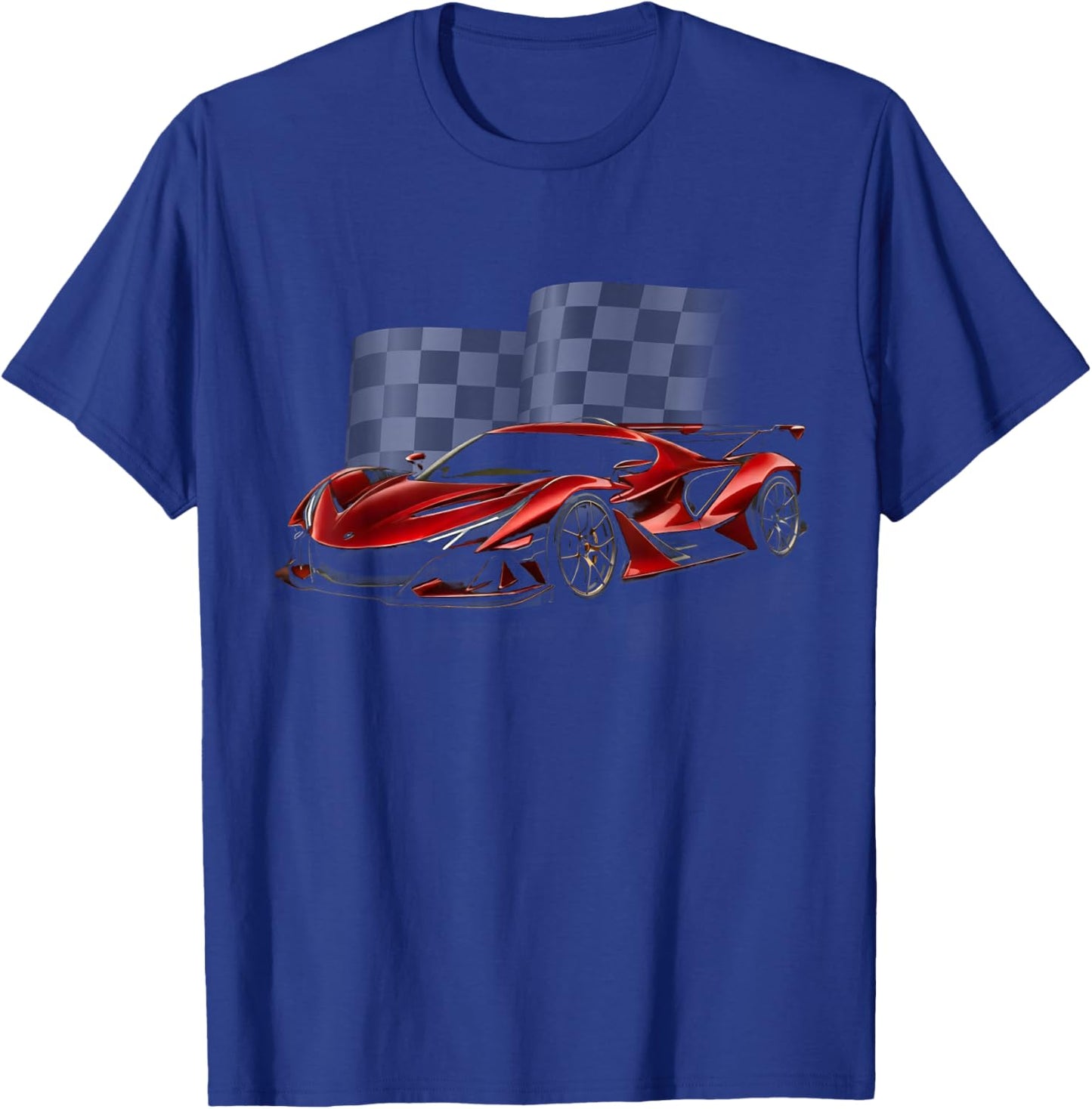 Exotic Car Red Racing Car, Turbo Race Flag Kids Boys T-Shirt - T-Shirt | Royal