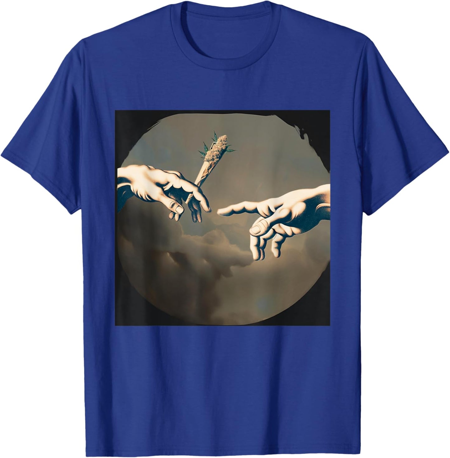 Creation of Adam's Pass the Joint Cannabis Weed 420 Bong Grass T-Shirt - T-Shirt | Royal