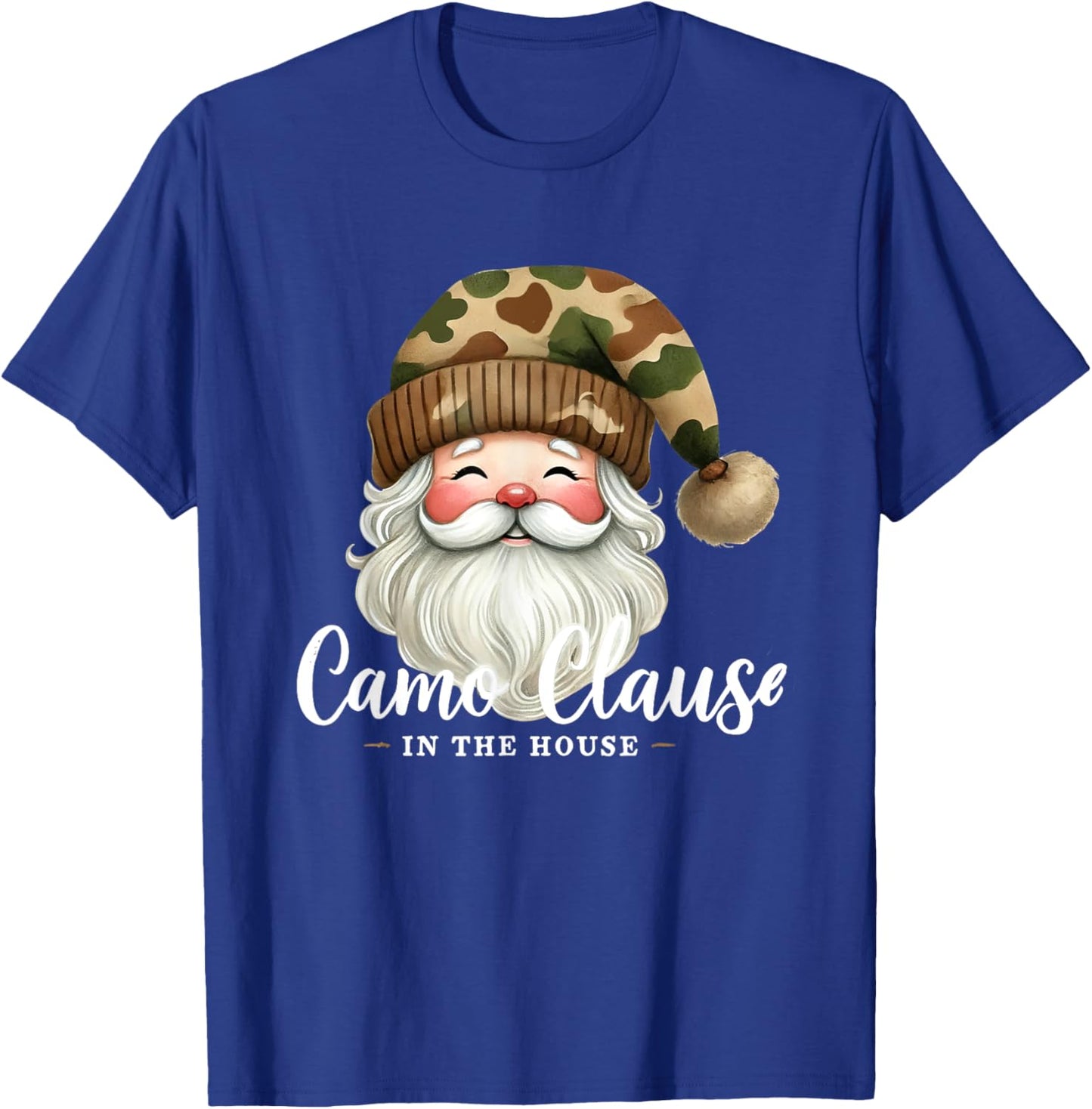 Santa Claus Wearing Camouflage Camo Satna Hat Camo Clause T-Shirt - T-Shirt | Royal