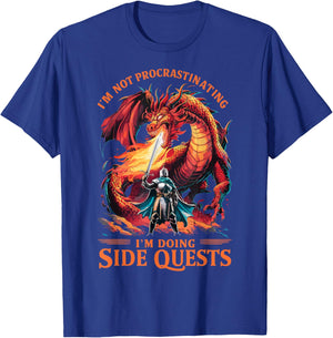 Im Not Procrastinating Its A Side Quest Gamer Gift - Kids RPG Gamer - Black - Small - Short Sleeve - - Fantasy Dragon Graphic T-Shirt - T-Shirt | Royal
