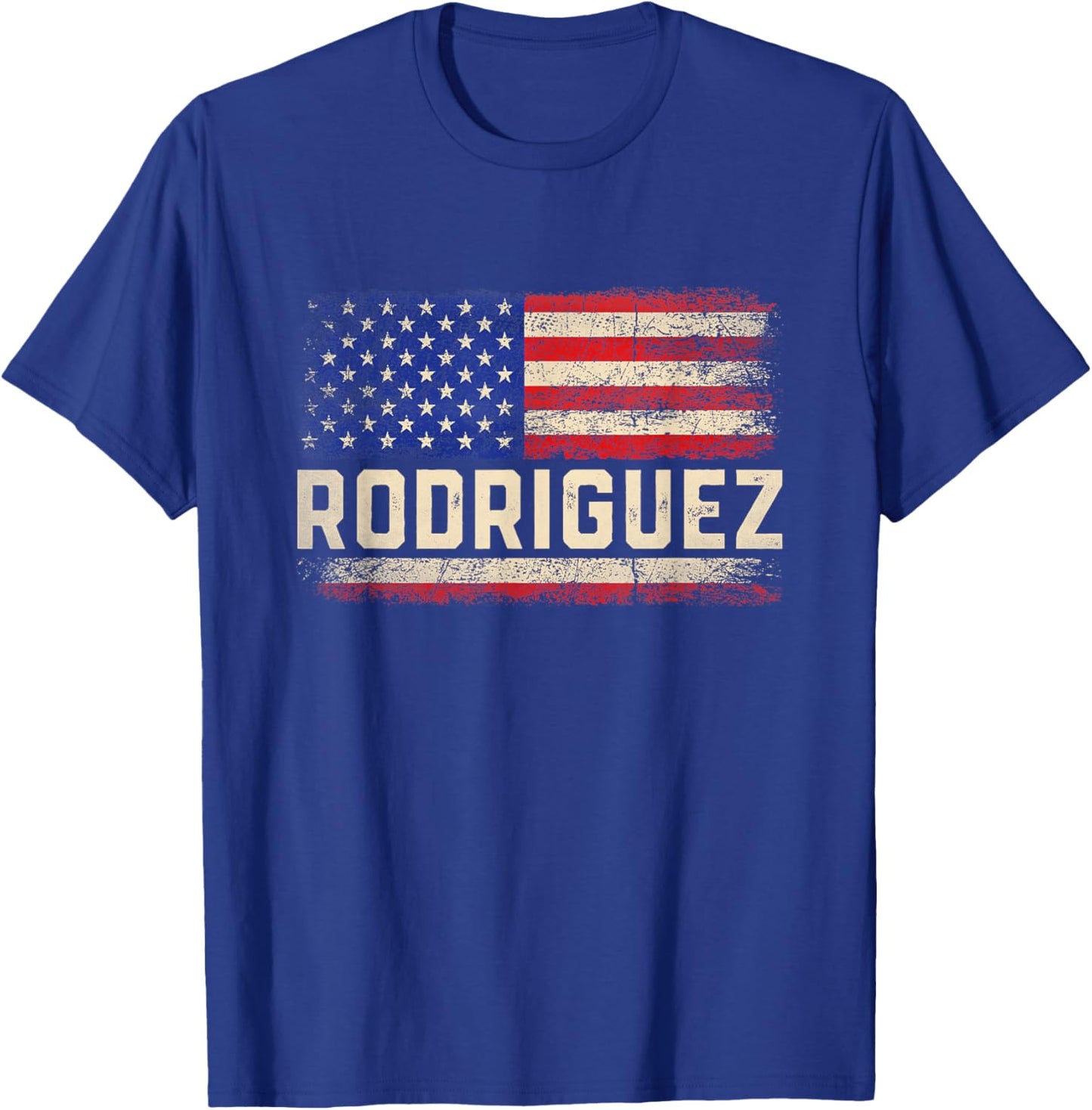 Rodriguez Last Name Shirt Rodriguez Name American Flag Women Kids Men T-Shirt - T-Shirt | Royal