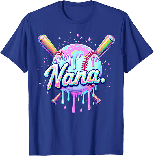 Baseball Drip Nana Cute Tie Dye Baseball Women Mother's Day T-Shirt - T-Shirt | Royal