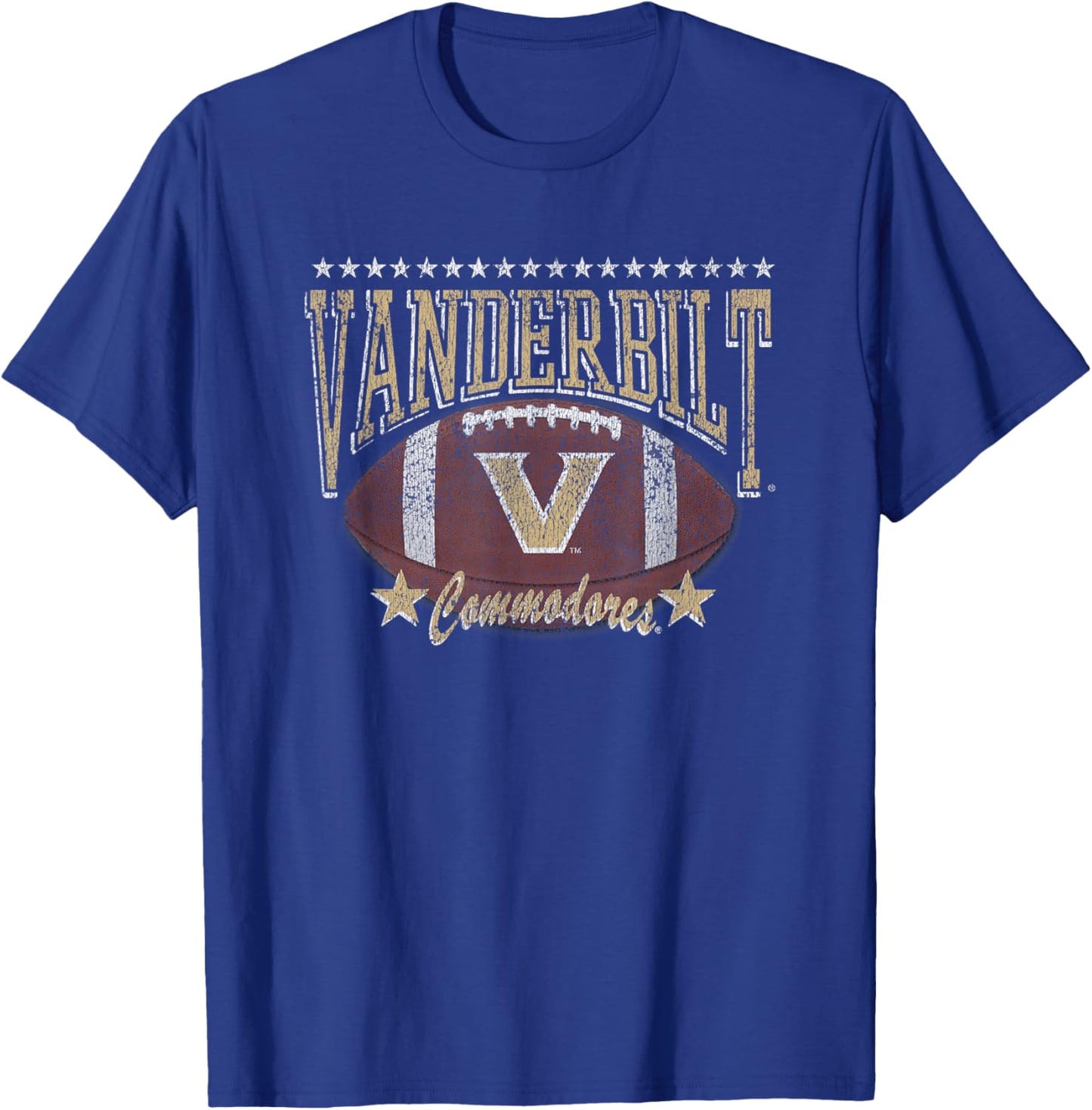 Vanderbilt Commodores Football Vintage Stars Black T-Shirt - T-Shirt | Royal
