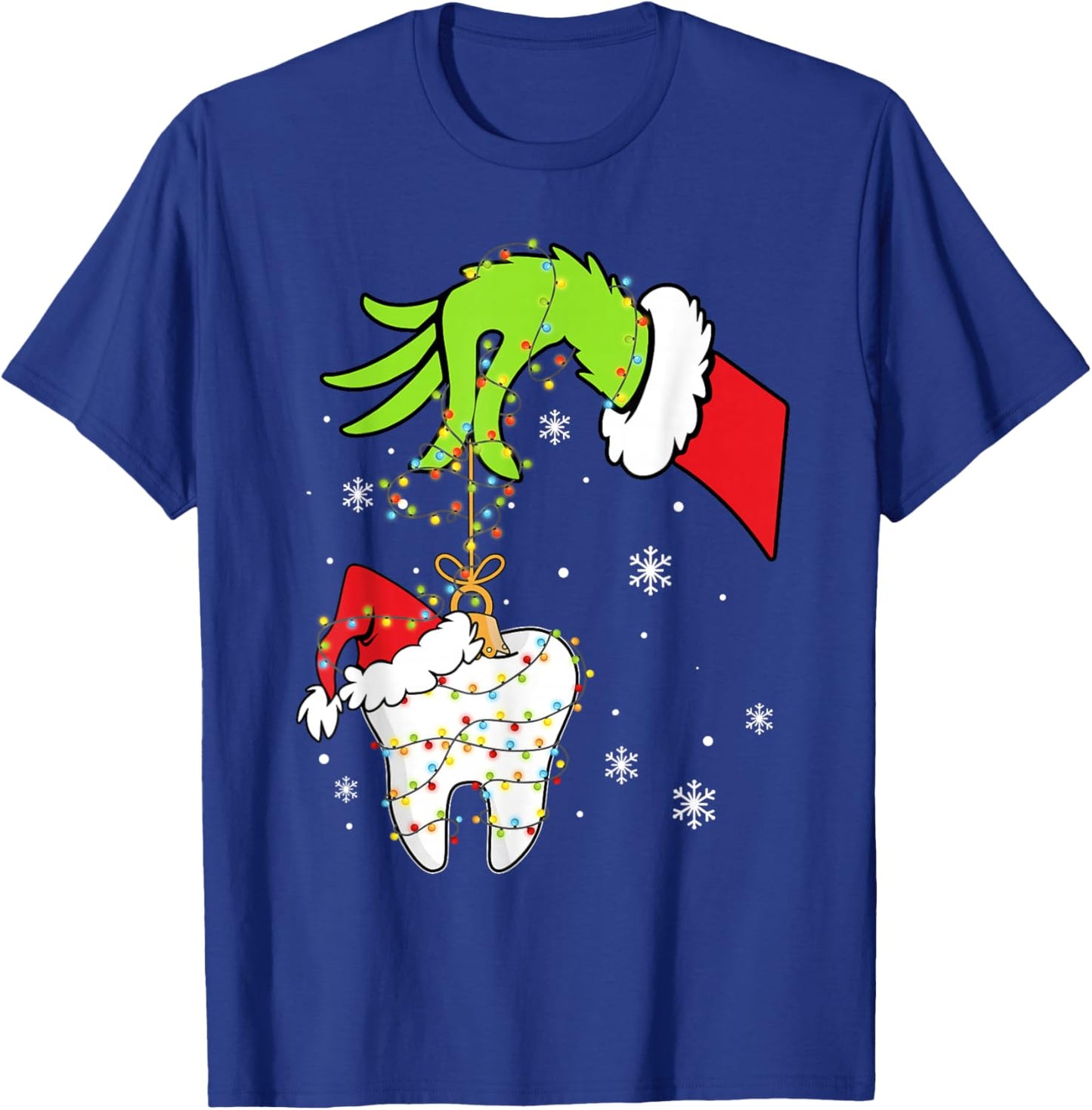Tooth Dentist Dental Assistant Teeth Christmas Xmas Lights T-Shirt - T-Shirt | Royal