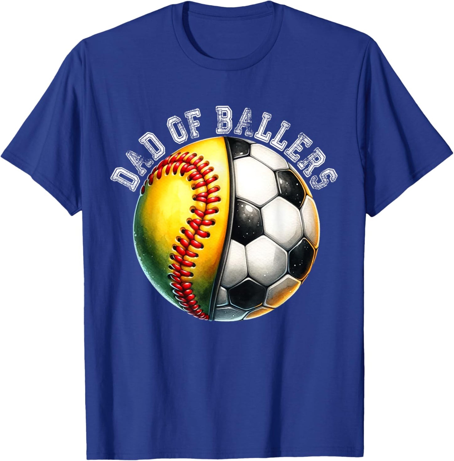 Dad of Ballers Softball Soccer Player Coach Father's Day T-Shirt - T-Shirt | Royal