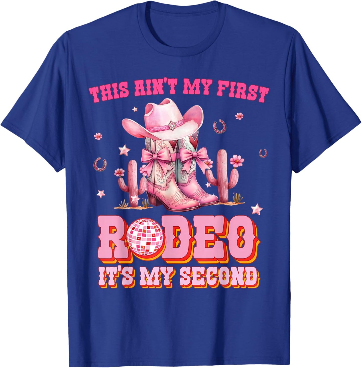 Kids Western 2nd Birthday Girl Rodeo Cowgirl Coquette Bow T-Shirt - T-Shirt | Royal