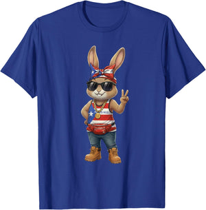 Puerto Rico Bunny Patriotic Bandana Peace Sign Boricua Girl T-Shirt - T-Shirt | Royal