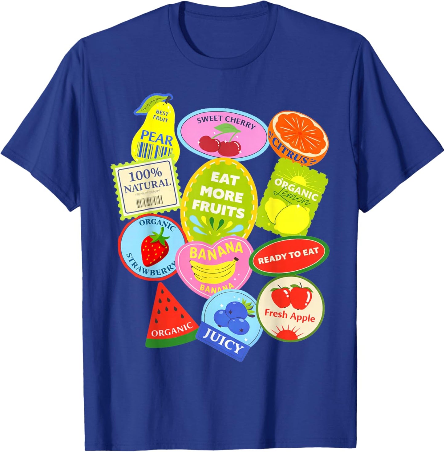 Fruit Stickers Sweet Summer Eat More Fruits Funny T-Shirt - T-Shirt | Royal