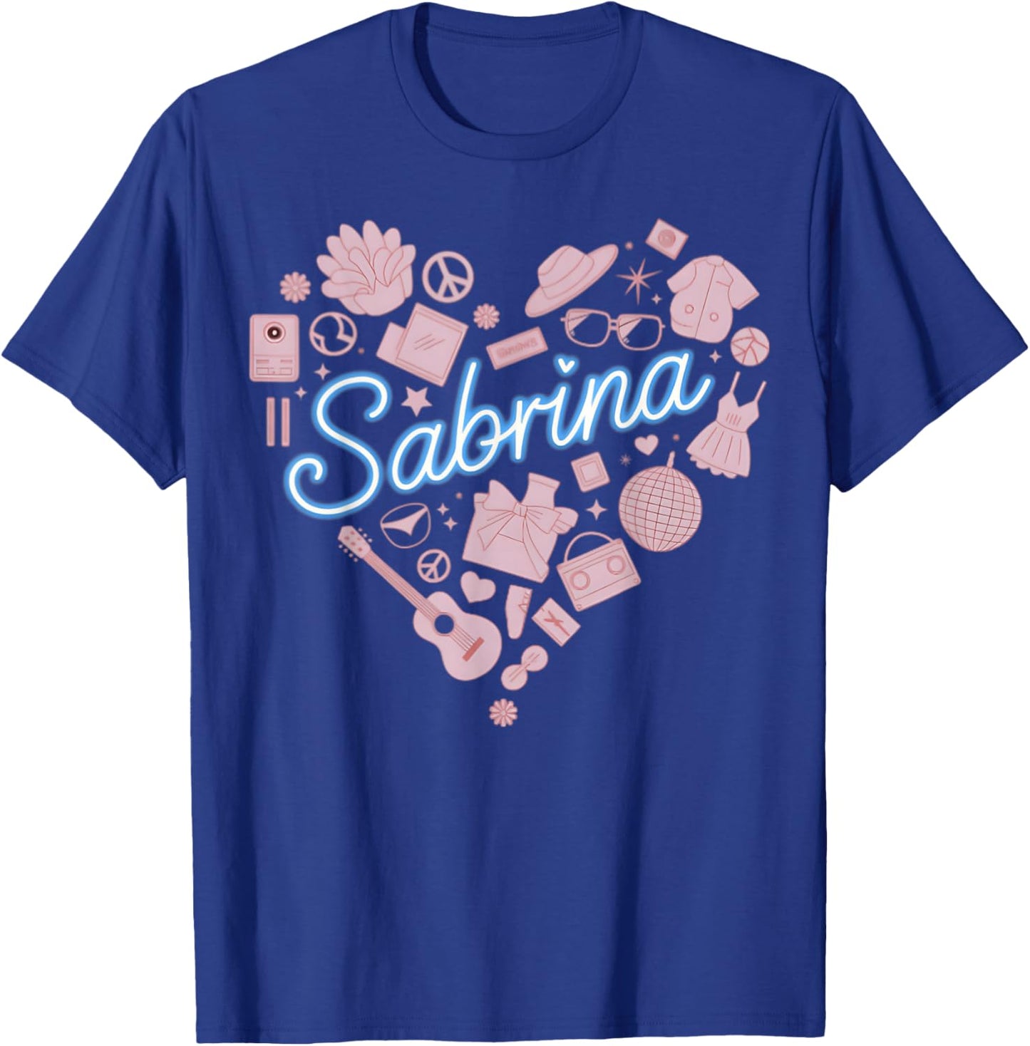 Girl Retro Sabrina First Name Personalized Heart T-Shirt - T-Shirt | Royal