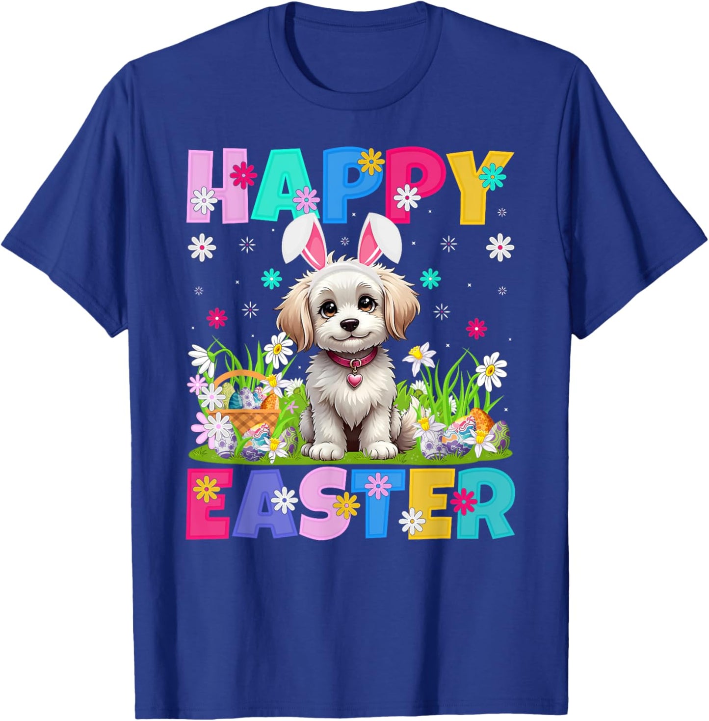 Maltipoo Dog Happy Easter Egg Hunt Bunny Ear Maltipoo Easter T-Shirt - T-Shirt | Royal