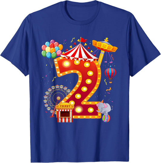 2 Year Old Carnival Circus Lover 2nd Birthday Party T-Shirt - T-Shirt | Royal