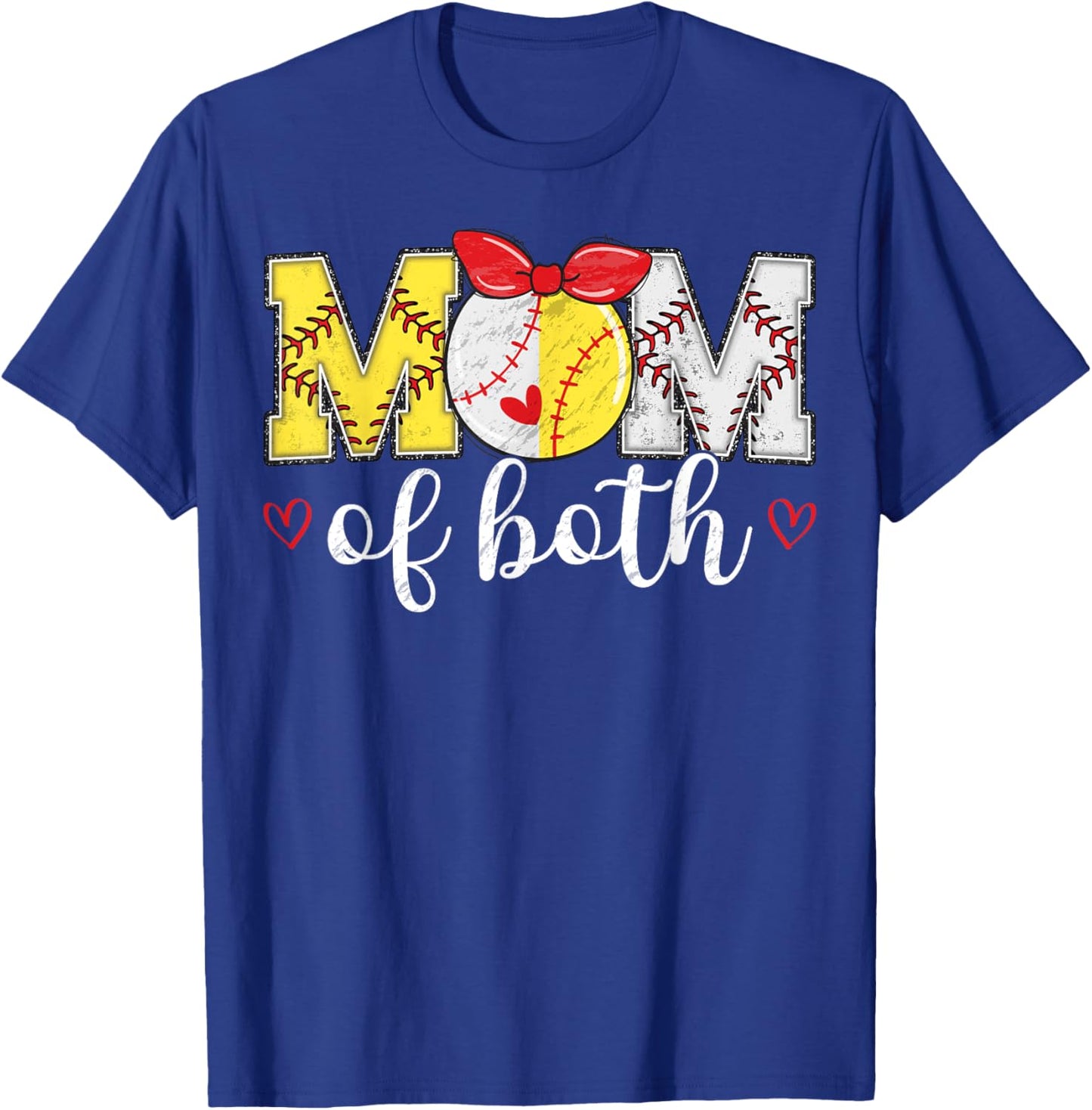 Mom Of Both Funny Baseball Softball Mother's Day T-Shirt - T-Shirt | Royal