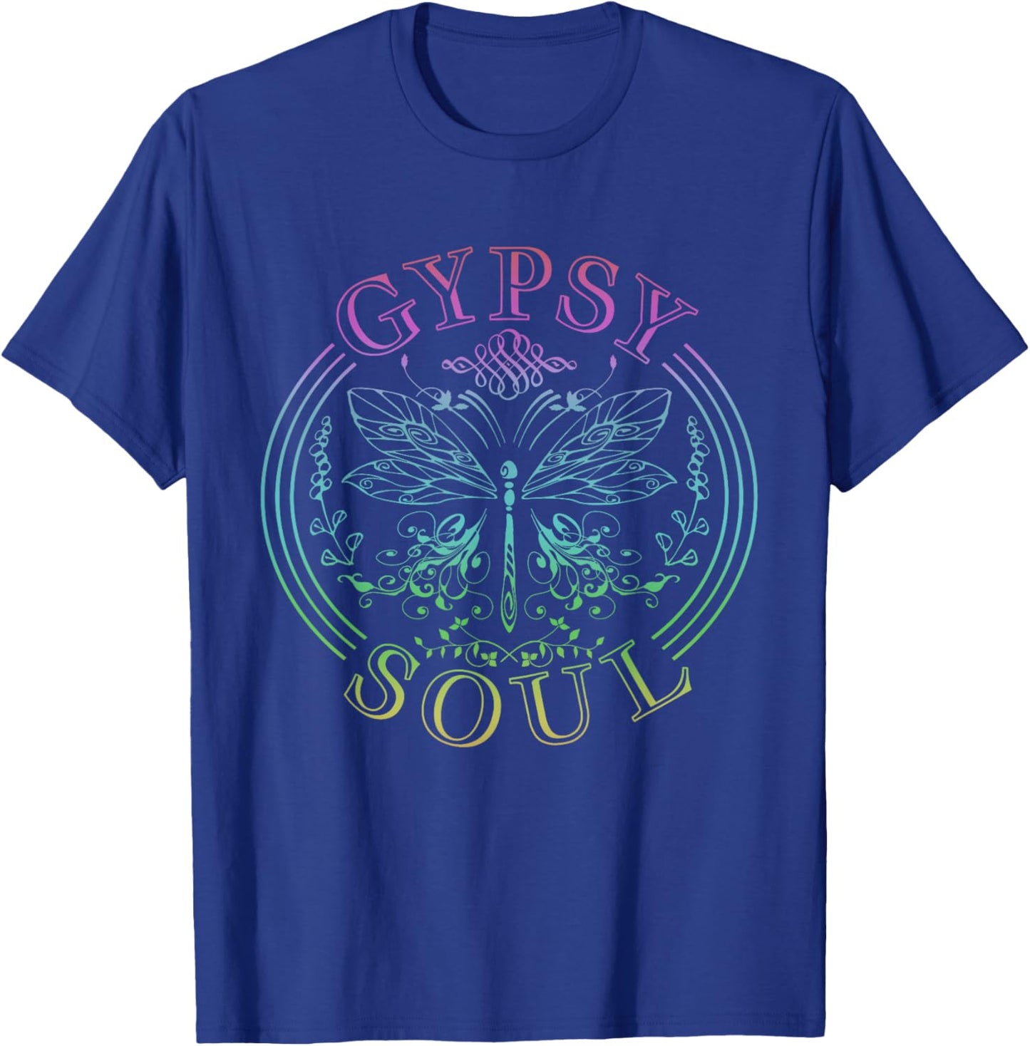 Gypsy Soul Vintage Butterfly Flowers Hippie Flowerpower T-Shirt - T-Shirt | Royal