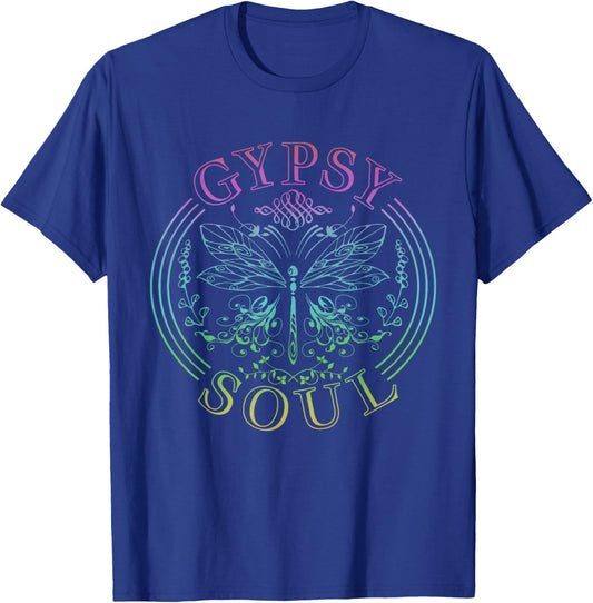 Gypsy Soul Vintage Butterfly Flowers Hippie Flowerpower T-Shirt - T-Shirt | Royal