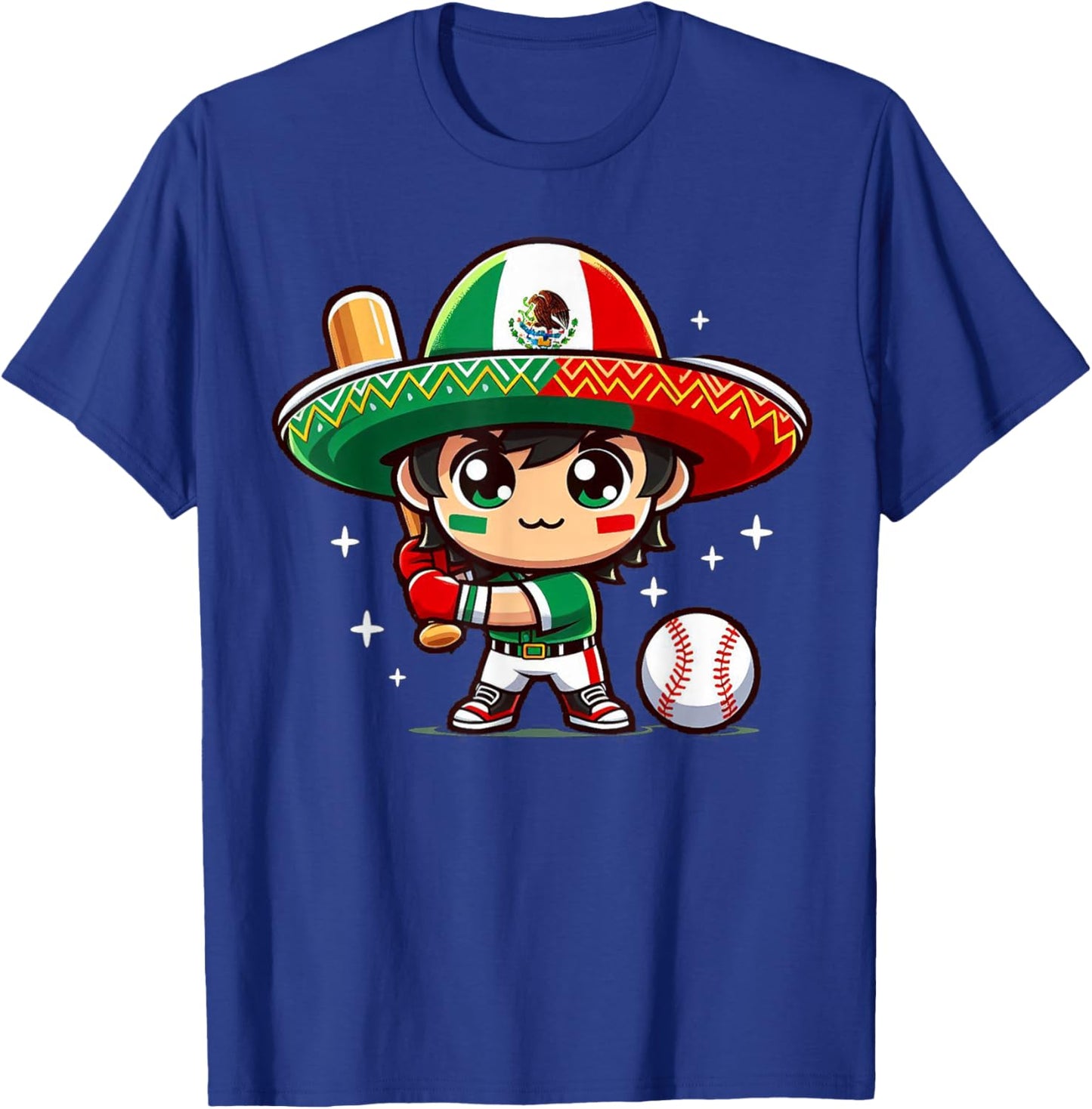 Mexican Baseball Kid - Mexico Child Hitter Batter Pitcher T-Shirt - T-Shirt | Royal