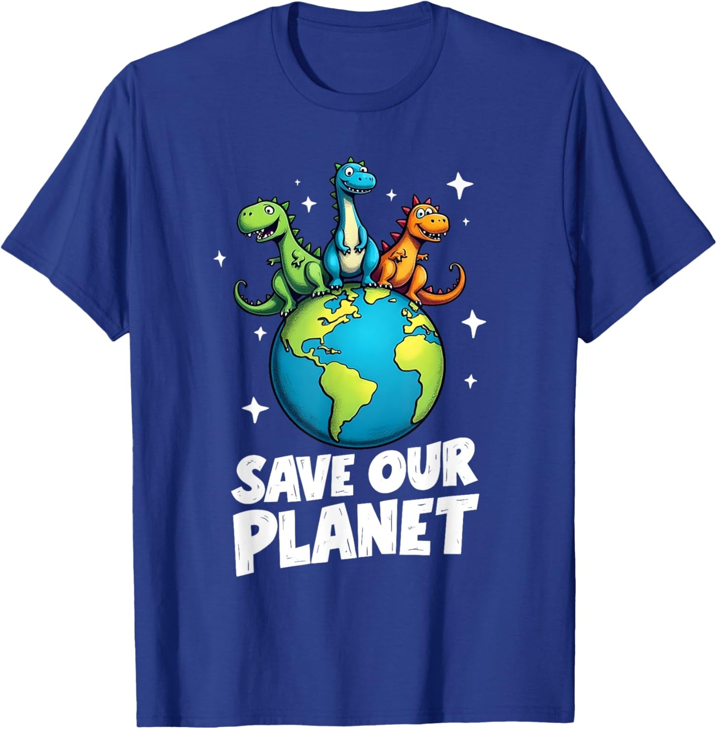 Save Our Planet with Dinosaurs Cute Earth Day for Kids T-Shirt - T-Shirt | Royal