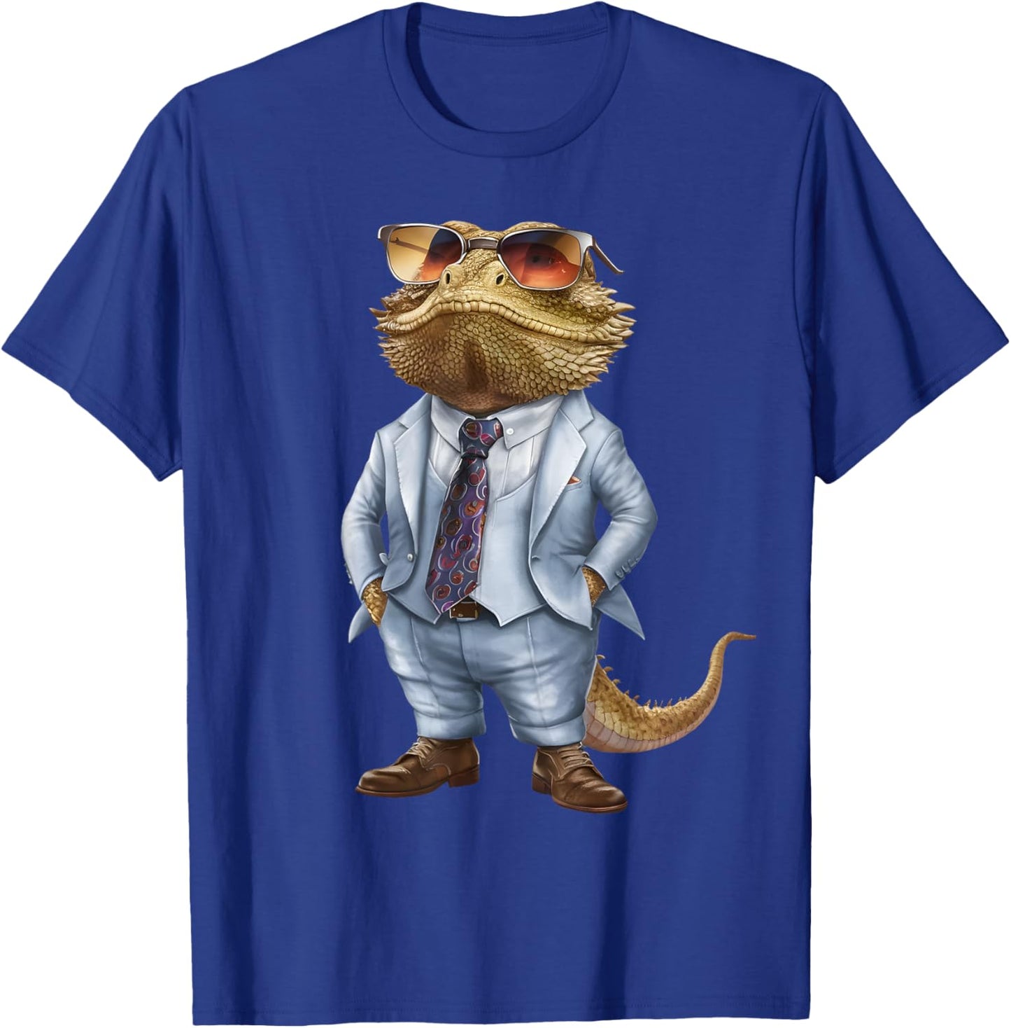 Men Woman Bearded Dragon In Suit Bearded Dragon T-Shirt - T-Shirt | Royal