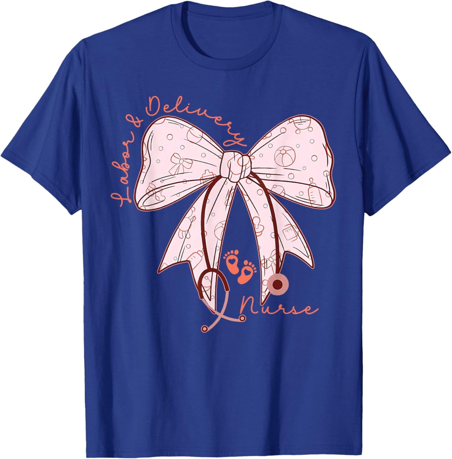 Cute Coquette Bow Labor and Delivery Unit Baby Ob RN Nurse T-Shirt - T-Shirt | Royal