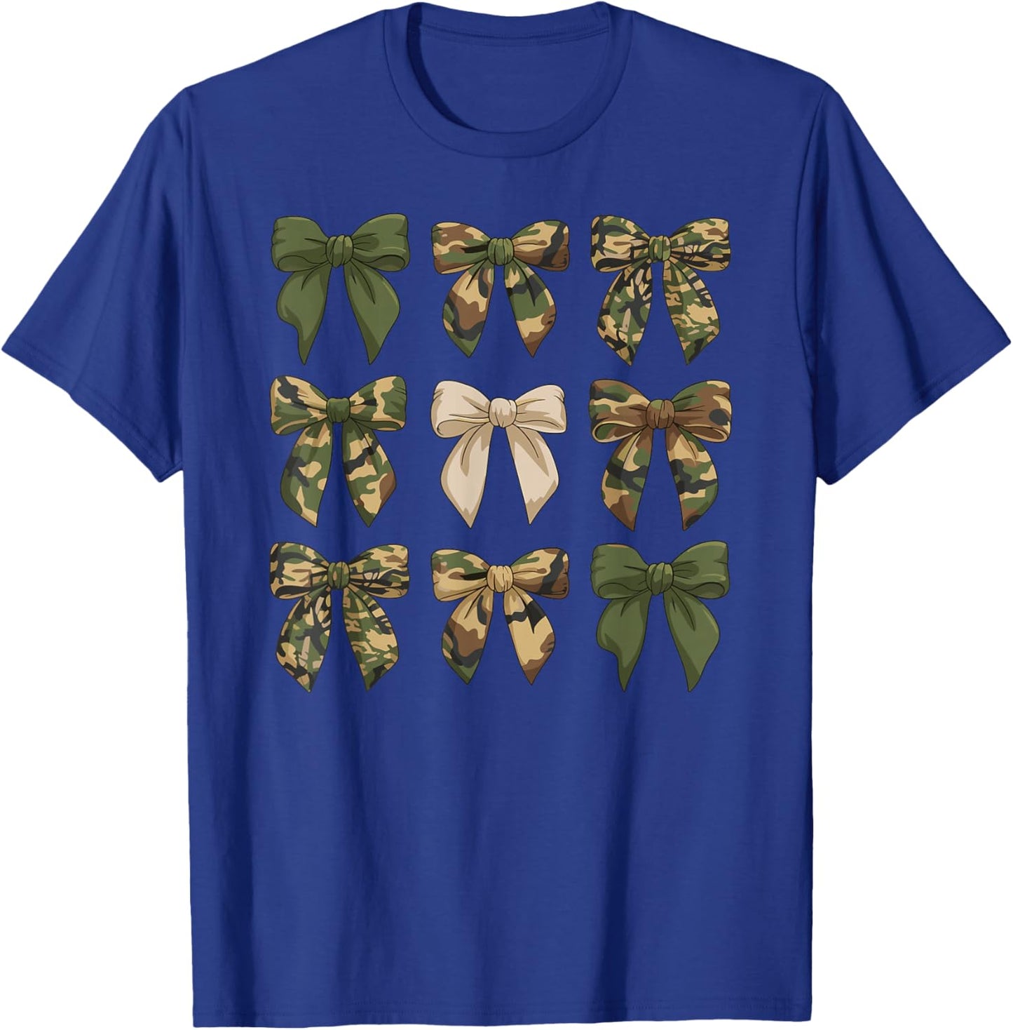 Camouflage Old Camo Bow Cute Country Hunting Women Girl T-Shirt - T-Shirt | Royal