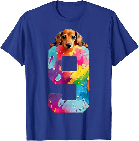 Dog 9 Years Dachshund 9th Birthday T-Shirt - T-Shirt | Royal