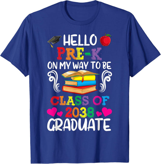 Class Of 2038 Shirt For Kids, Back to School Pre-K T-Shirt - T-Shirt | Royal