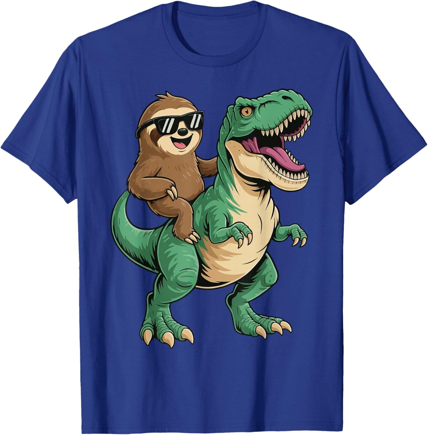 Sloth Riding T-Rex T-Shirt - T-Shirt | Royal