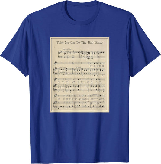 Take Me Out To The Ball Game Song Sheet Music T-Shirt - T-Shirt | Royal