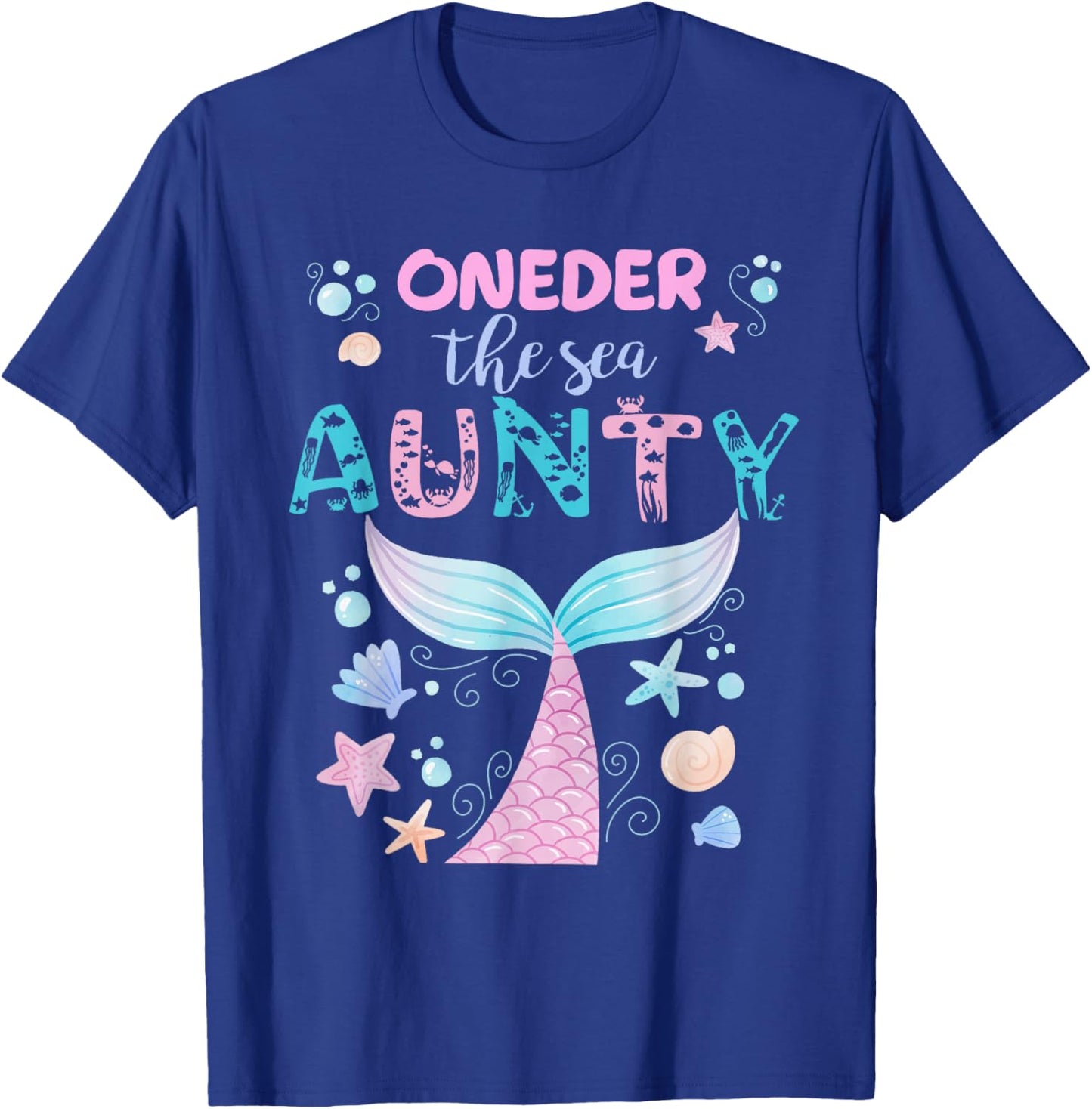 Under Sea Aunty Birthday Girl Mermaid Tail Family Party T-Shirt - T-Shirt | Royal